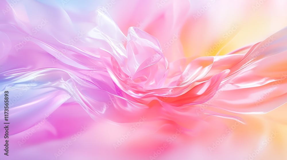 Obraz premium Abstract pastel swirl, flowing fabric-like texture, vibrant colors, smooth surface, dynamic movement, colorful design, light and airy feel.