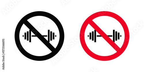 Forbidden barbell signs in black and color style