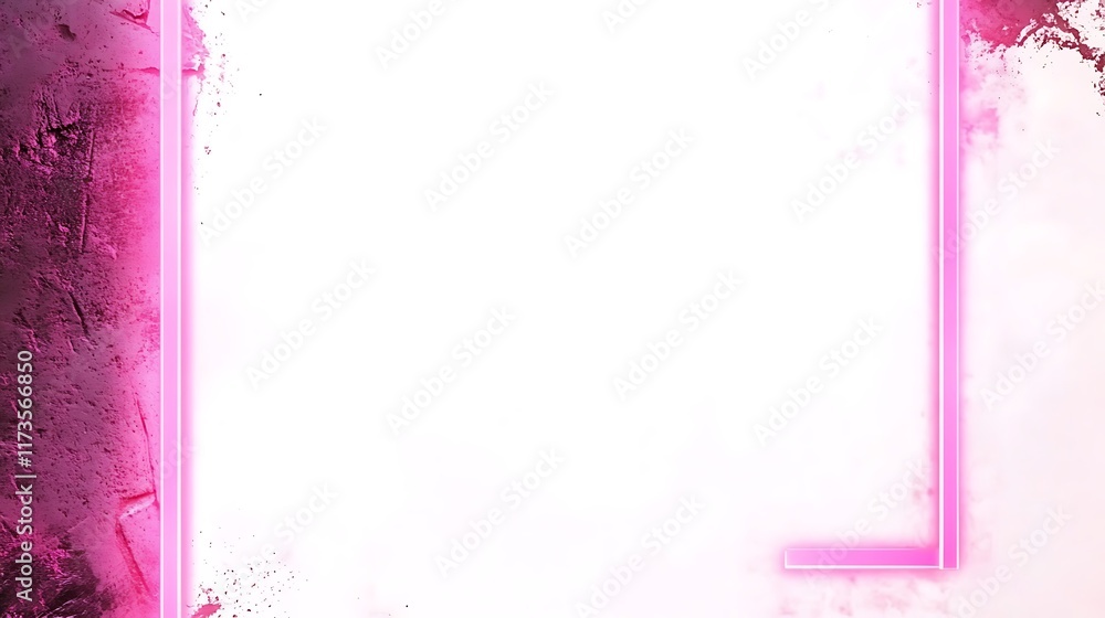 Obraz premium Pink Neon Frame on Textured White Background