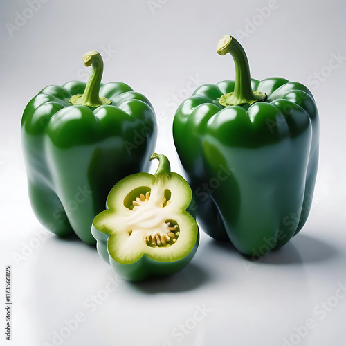 Pair Of Vibrant Green Peppers 