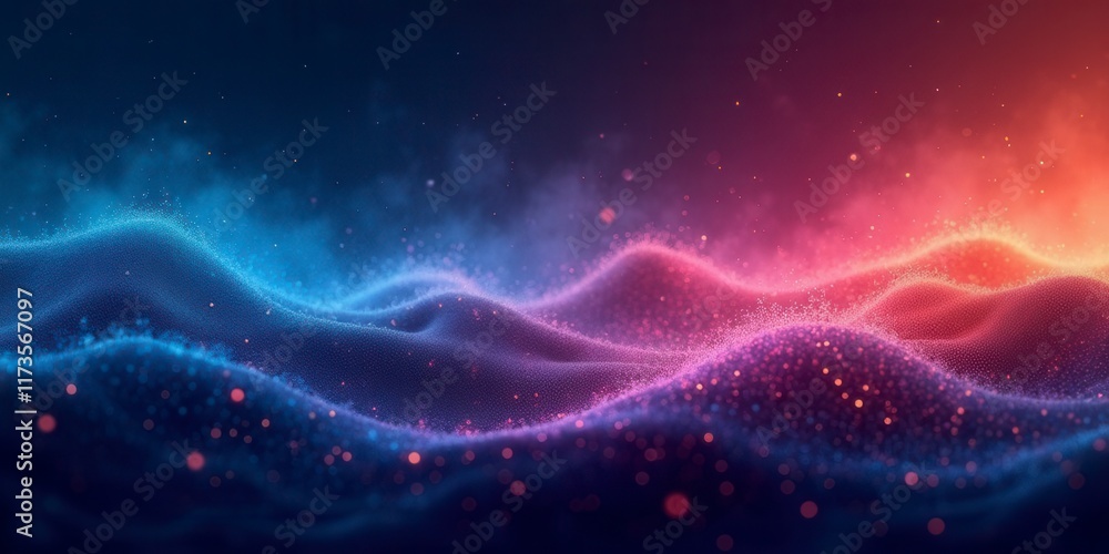 Abstract Blue and Pink Particle Waves