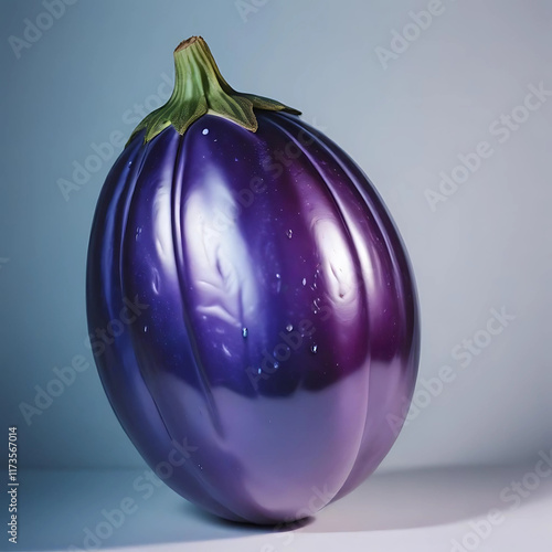 A Purple Eggplant With Shiny Outer Skin