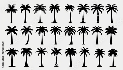 Black Vector Palm Tree Collection: Modern and Stylish
