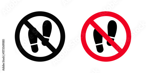 No foot print signs in black and color style