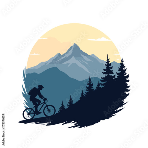 Mountain bike silhouette stock illustration, bike Lover vector graphic design, Cyclist silhouettes vector illustration