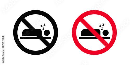 Sleepover ban signs in black and color style