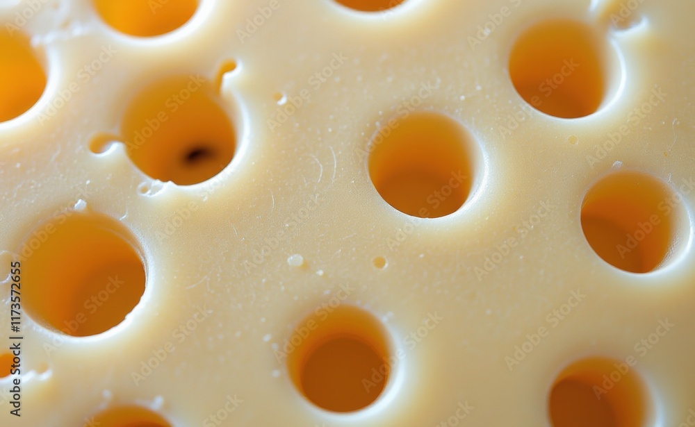 A close-up of Swiss cheese, showcasing its characteristic large holes and golden-yellow hue. A close-up of Swiss cheese, showcasing its characteristic large holes and golden-yellow hue.