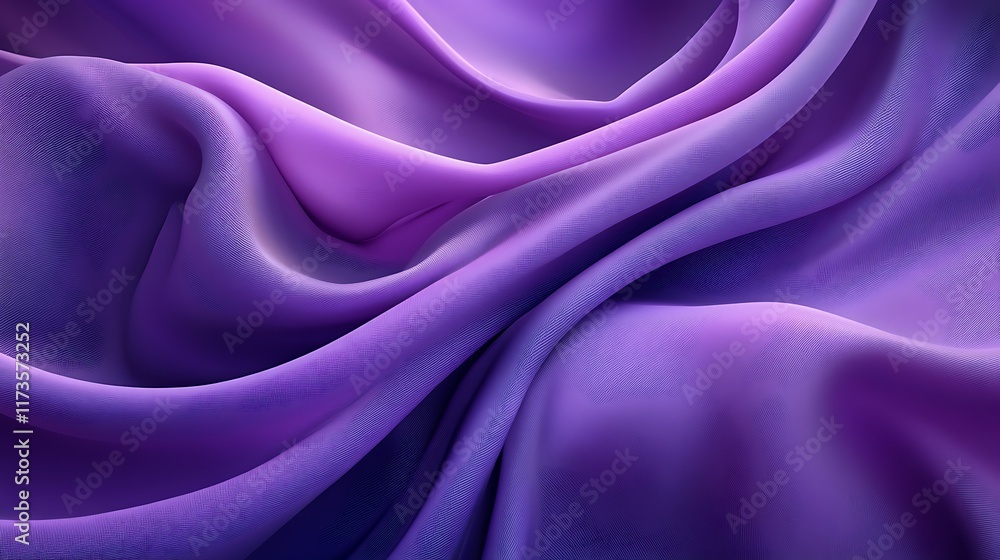 Fototapeta premium Purple silk fabric drapes, elegant folds, studio shot, background texture, fashion design.