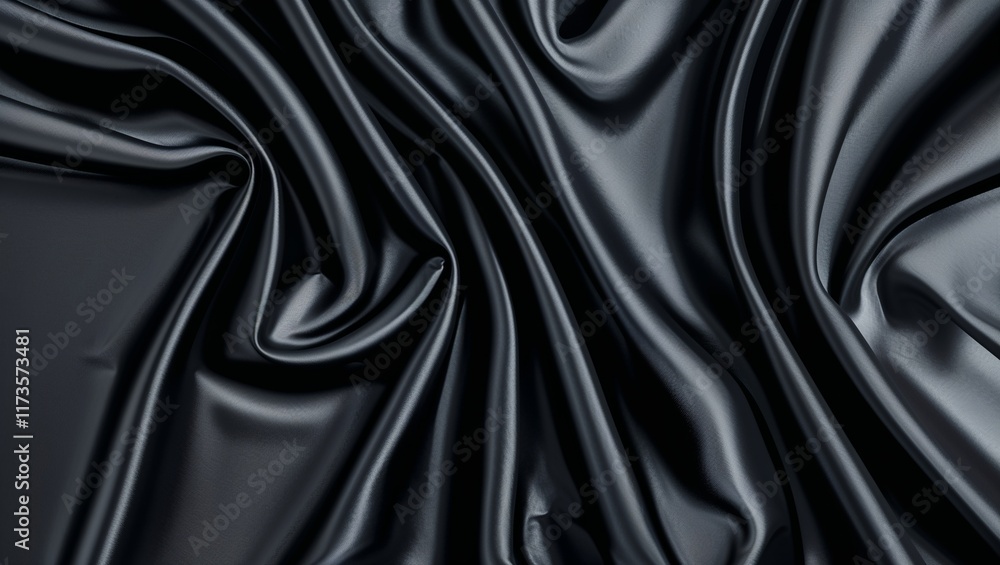 Abstract Black Background with Silk Satin Fabric Texture: Luxurious and Smooth Flowing Design Featuring Dark Tones and a Rich, Elegant Artistic Aesthetic Abstract Black Background with Silk Satin Fabric Texture: Luxurious and Smooth Flowing Design Featuring Dark Tones and a Rich, Elegant Artistic Aesthetic