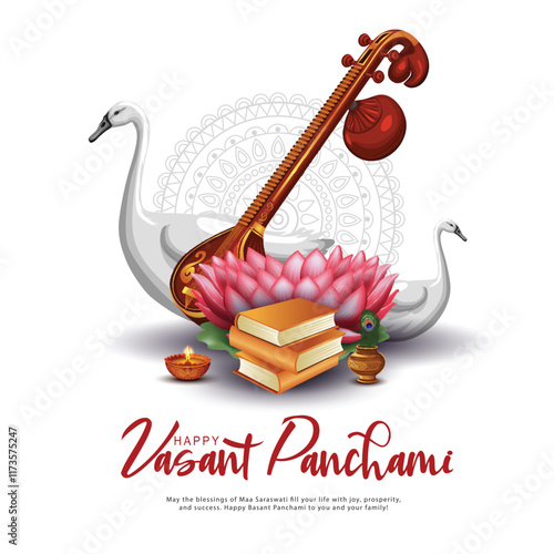 Sarasvati for happy Vasant Panchami Puja of India. abstract vector illustration design