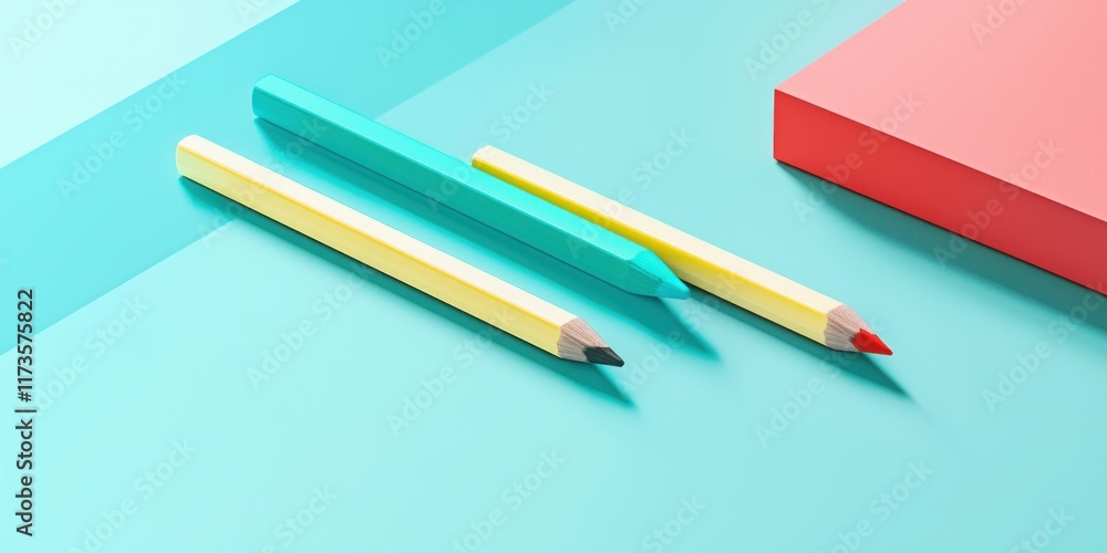 Simple 3D banner of pencil eraser and tablelicate space Contains realistic and minimalist elements Representing back to school learning and students Simple 3D banner of pencil eraser and tablelicate space Contains realistic and minimalist elements Representing back to school learning and students