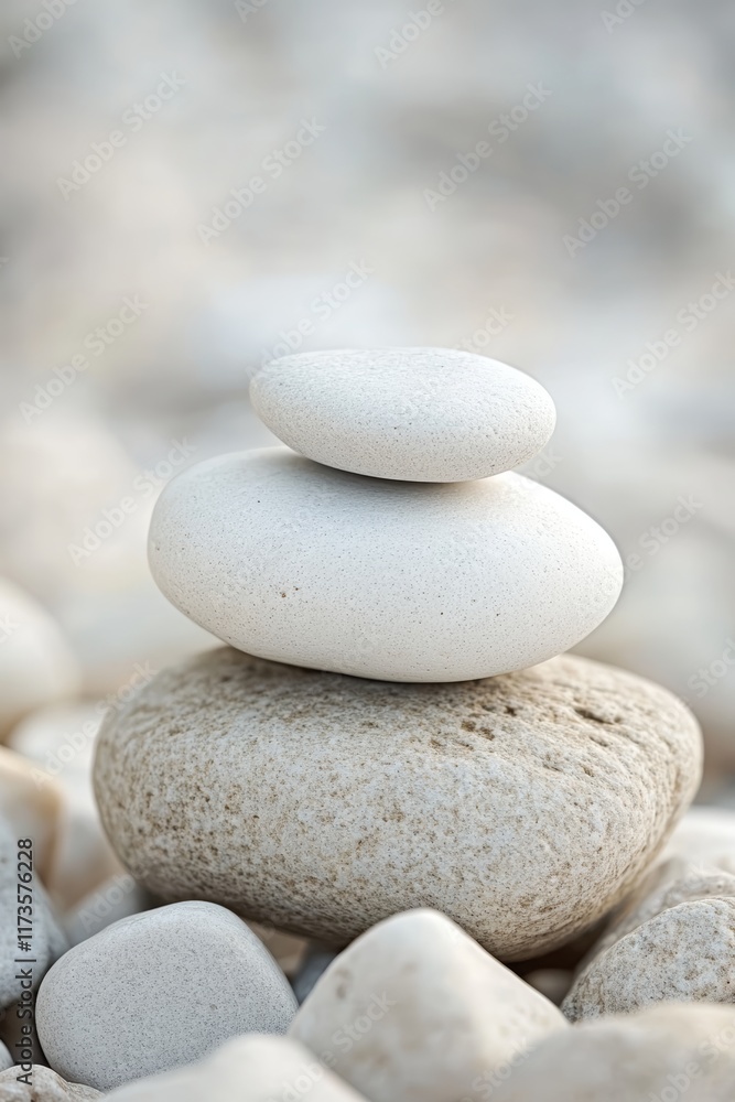 Serene image of balanced white stones on a pebble beach, symbolizing peace and harmony in nature. Serene image of balanced white stones on a pebble beach, symbolizing peace and harmony in nature.
