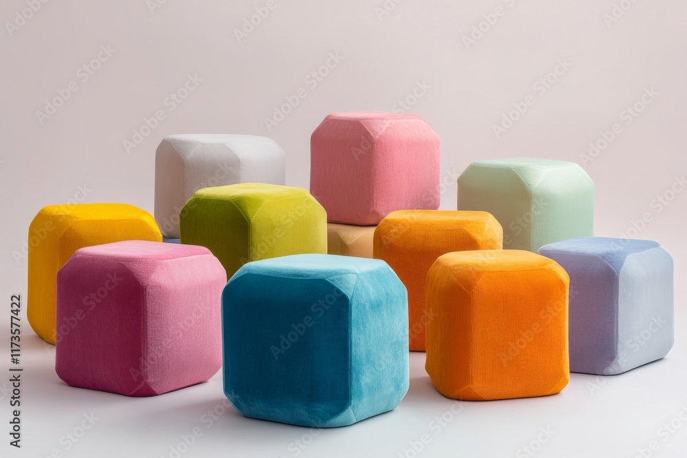 Vibrant Geometric Poufs Collection Vibrant Geometric Poufs Collection
