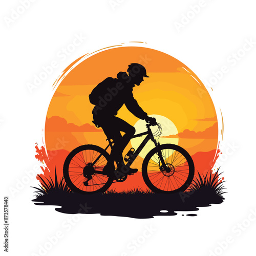 Mountain bike silhouette stock illustration, bike Lover vector graphic design, Cyclist silhouettes vector illustration