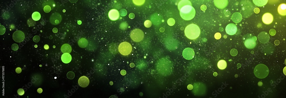 Green Bokeh Lights with a Blurred, Soft Background on Black Green Bokeh Lights with a Blurred, Soft Background on Black