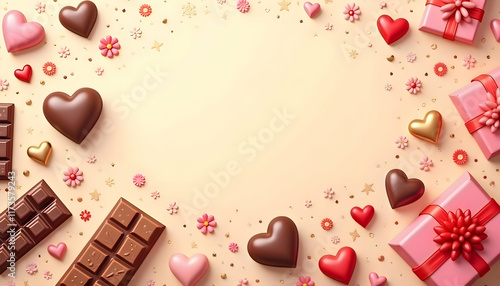 Background of heart chocolate for valentine 