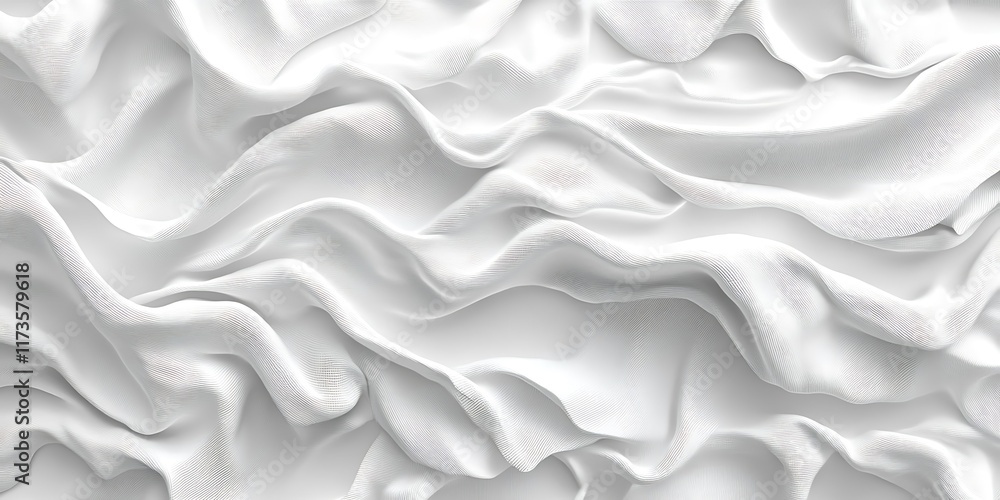 Obraz premium White fabric drapes, elegant texture, soft waves, background, design.