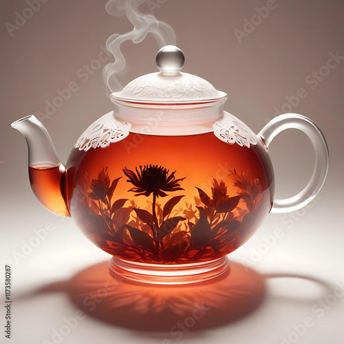 A Transparent Teapot With Tea 