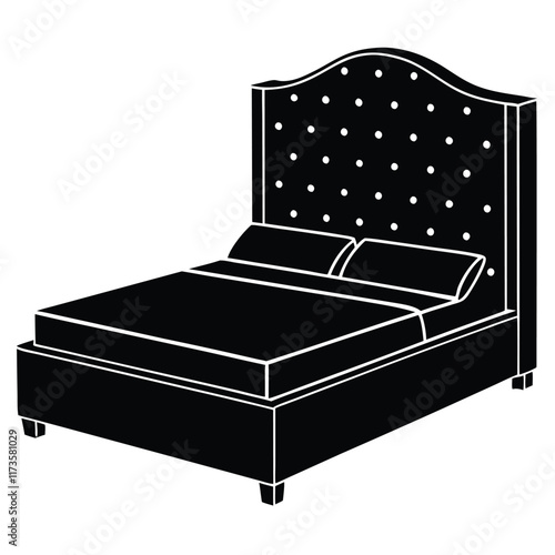 classic box spring bed vector file