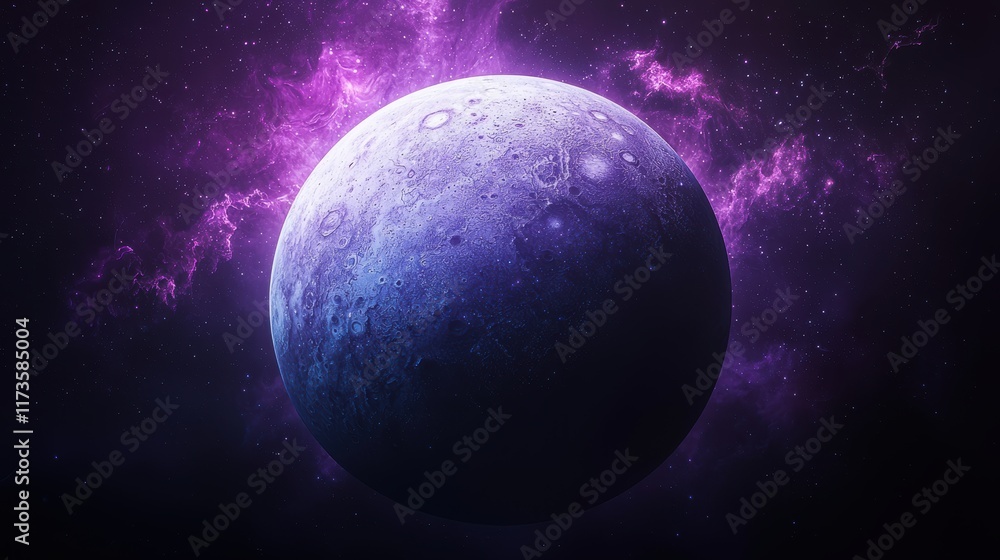 Obraz premium Celestial Enigma: A Purple Planet's Cosmic Dance