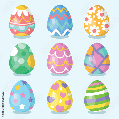 Set of flat easter day egg vector collection