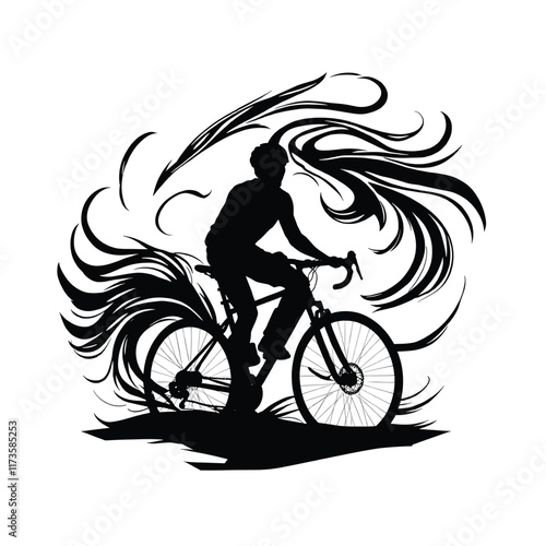 Mountain bike silhouette stock illustration, bike Lover vector graphic design, Cyclist silhouettes vector illustration