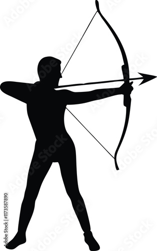 A archer bow vector silhouette illustration