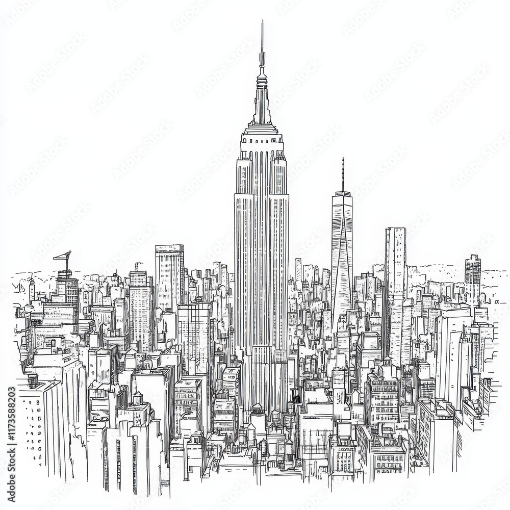New York City Skyline Coloring Page for Creativity