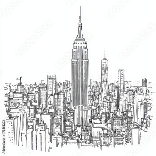Obraz na płótnie New York City Skyline Coloring Page for Creativity w salonie