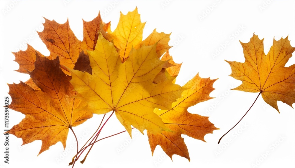 Fototapeta premium falling autumn maple yellow leaves cut out