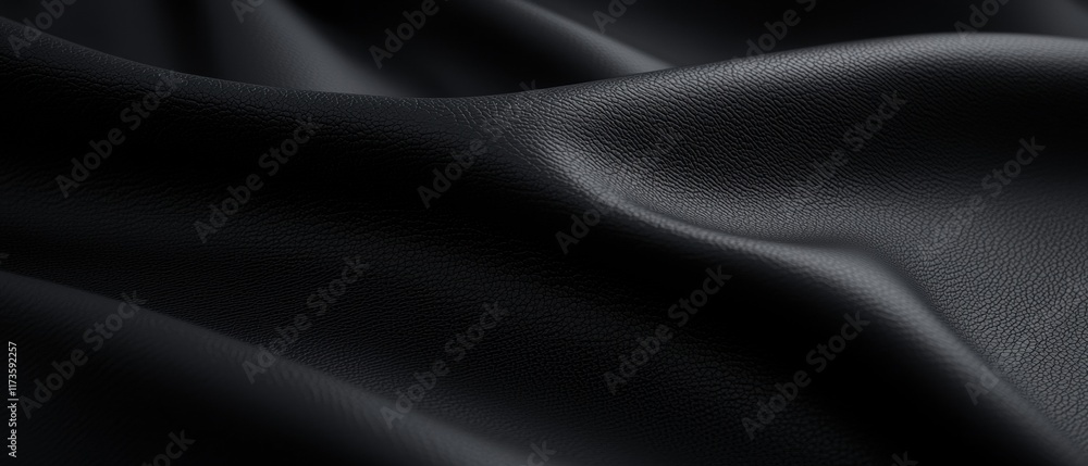 Fototapeta premium A black piece of leather with a shiny surface