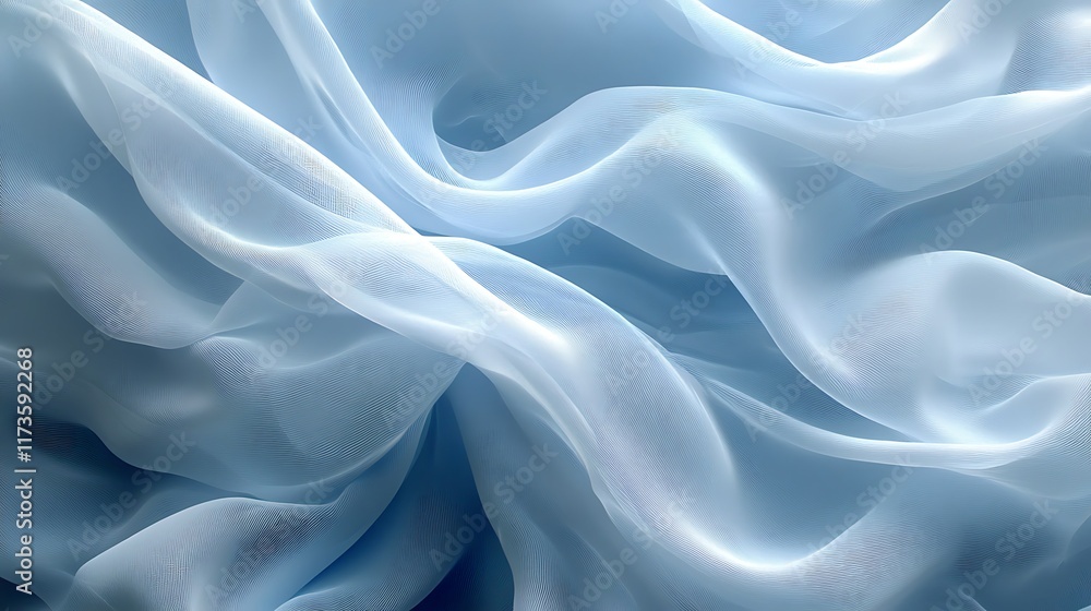 Obraz premium Light blue fabric, soft waves, textile texture background, design element.