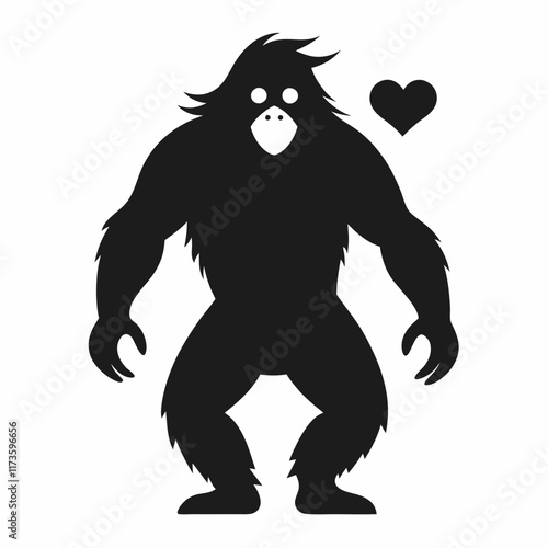 bigfoot love silhouette  white background