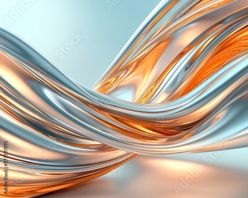Wallpaper Mural Abstract Silver and Gold Liquid Metal Swirls Elegant Fluid Design 3D Render Torontodigital.ca