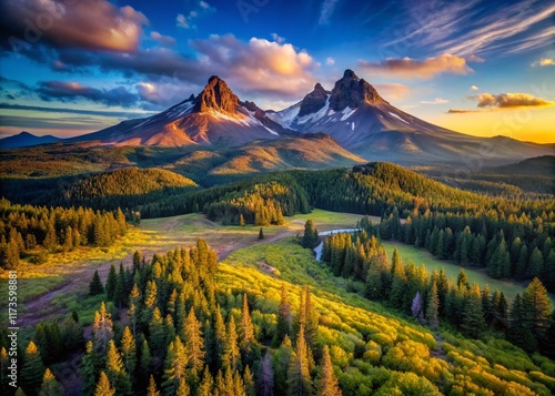 Three Sisters Central Oregon Landscape Sisters Scenic View Hiking Oregon Cascade Mountains photo