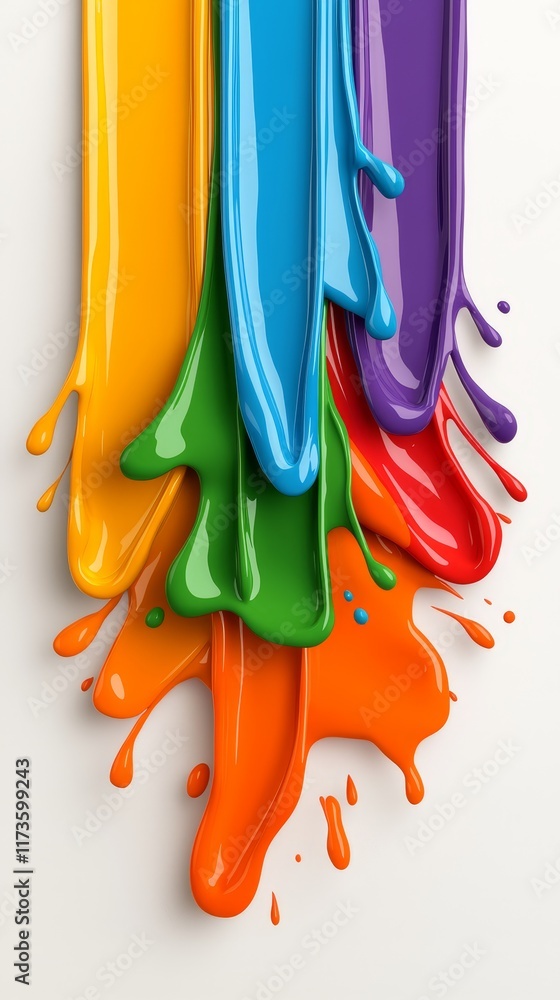 Naklejka premium Vibrant Colorful Paint Splashes Abstract Artistic Background Fluid Design Creative Texture