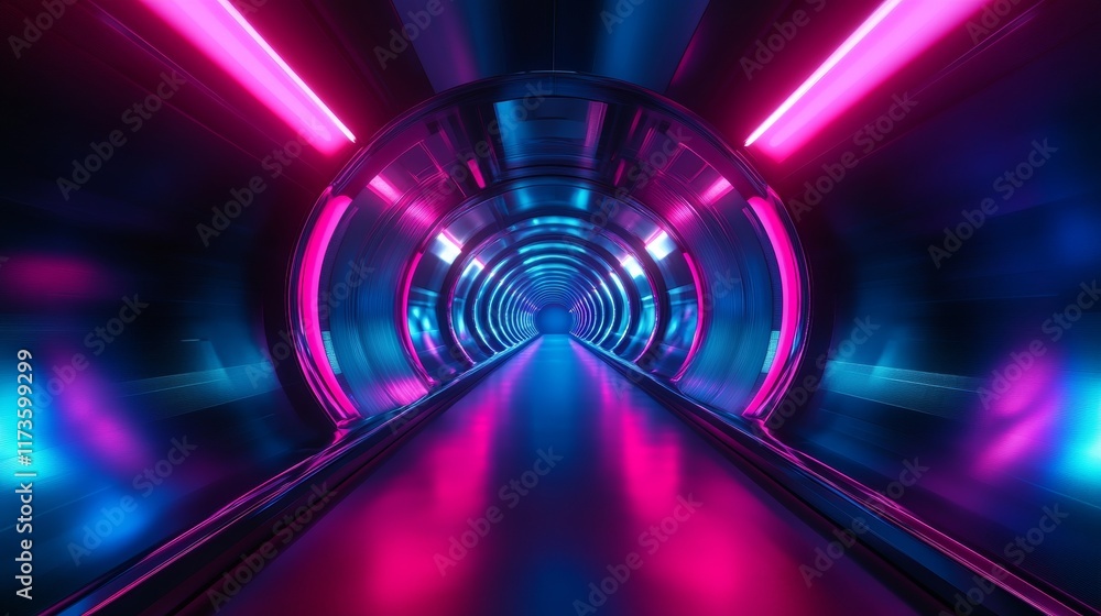 Blue and pink speed light abstract background, sci-fi tunnel backdrop Blue and pink speed light abstract background, sci-fi tunnel backdrop