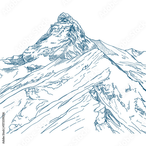 Elegant Silhouette Illustration Of Mountain Vector Art