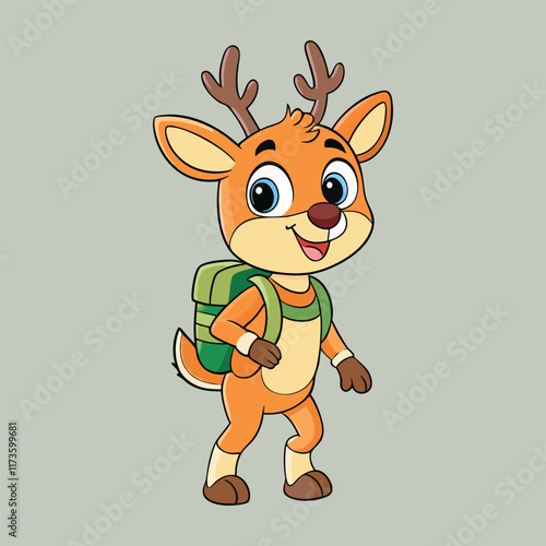 Cute Deer Student Go To School Cartoon Vector Icon Illustration