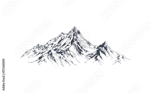 Elegant Silhouette Illustration Of Mountain Vector Art