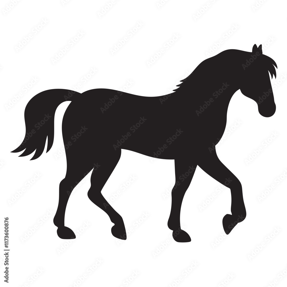 Fototapeta premium running horse silhouette. Western riding horse vector illustration, isolated on white background 