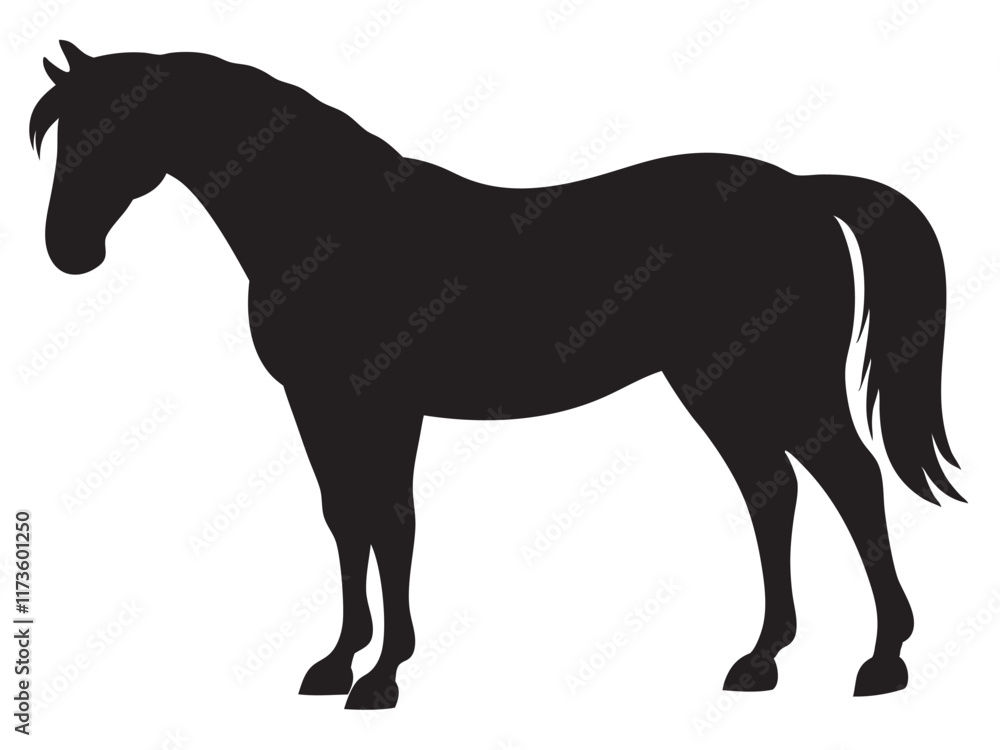 Obraz premium running horse silhouette. Western riding horse vector illustration, isolated on white background 