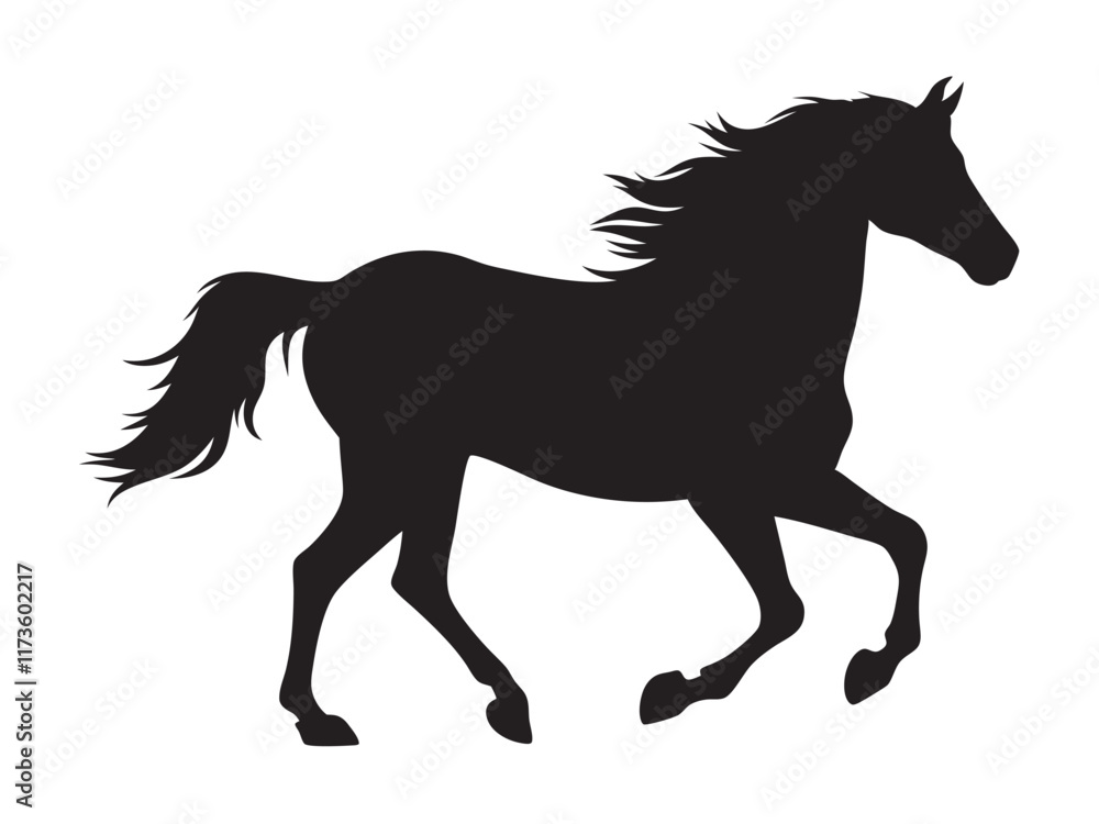 running horse silhouette. Western riding horse vector illustration, isolated on white background running horse silhouette. Western riding horse vector illustration, isolated on white background