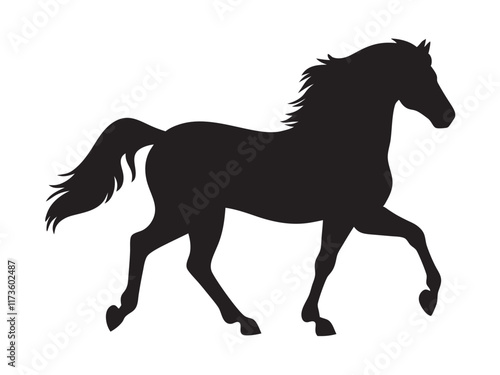 running horse silhouette. Western riding horse vector illustration, isolated on white background 