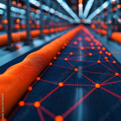 Streamlined fabric movement visualization in textile logistics industrial environment digital overview