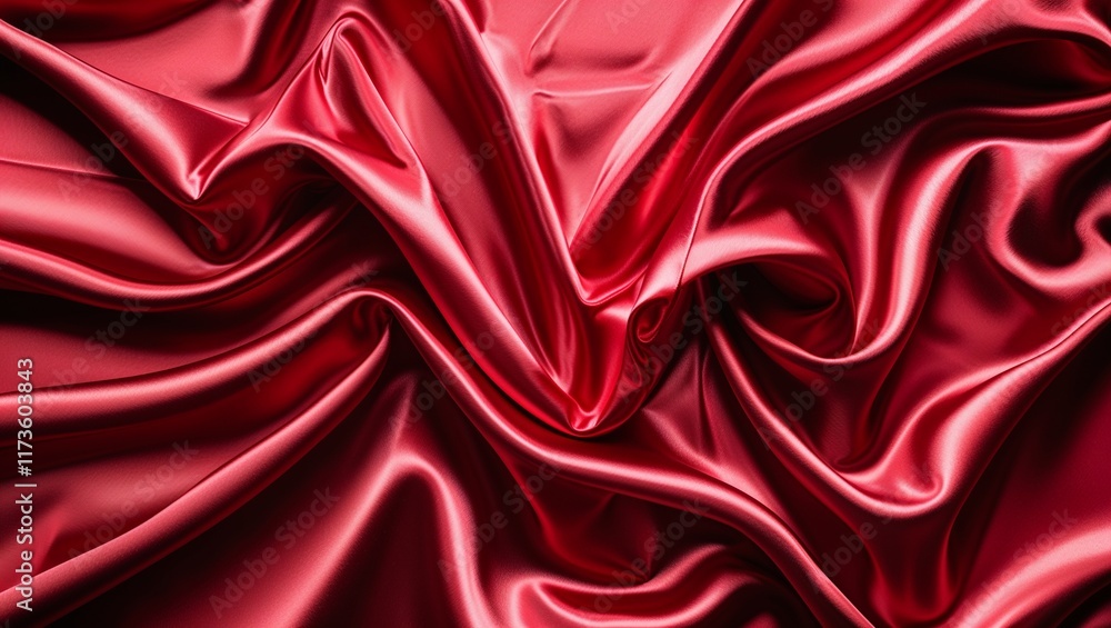 Obraz premium Exquisite Red Silk Satin Background: A Luxurious, Soft, and Vibrant Design Ideal for Elegant Presentations, Creative Projects, or Sophisticated Aesthetic Displays