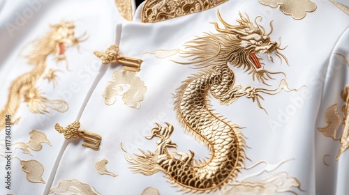 Traditional Jacket Design Featuring Golden Dragon Embroidery