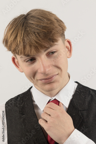 Teenage boy wearing a suit