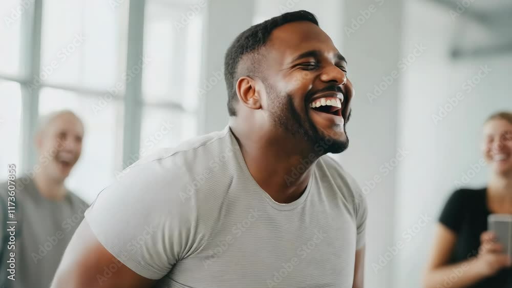 Joyful Connection Person Laughing During Physical Therapy Session with Therapist Joyful Connection Person Laughing During Physical Therapy Session with Therapist