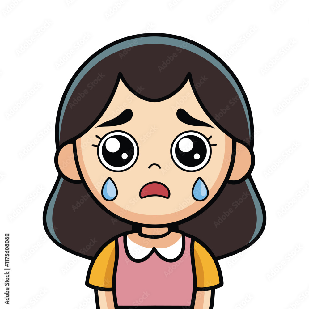 Cute Girl Crying Cartoon Vector Icon Illustration Cute Girl Crying Cartoon Vector Icon Illustration